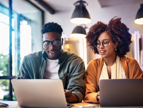 African freelancers working with a laptop